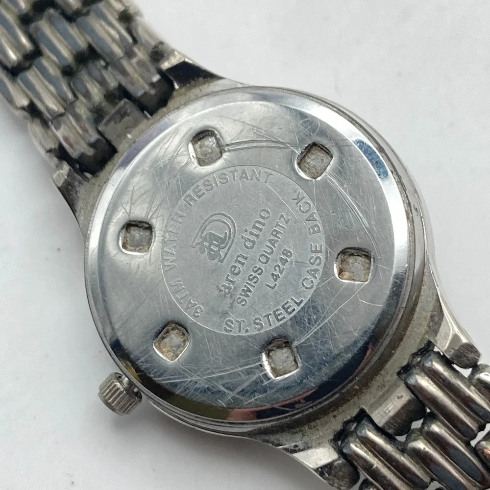 Aren Dino Women's Watch 25mm Silver Tone Swiss Date New Battery SMALL 5.75